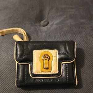 VINTAGE JUICY COUTURE BLACK WALLET WITH CREAM TRIM AND  GOLD HARDWARE
